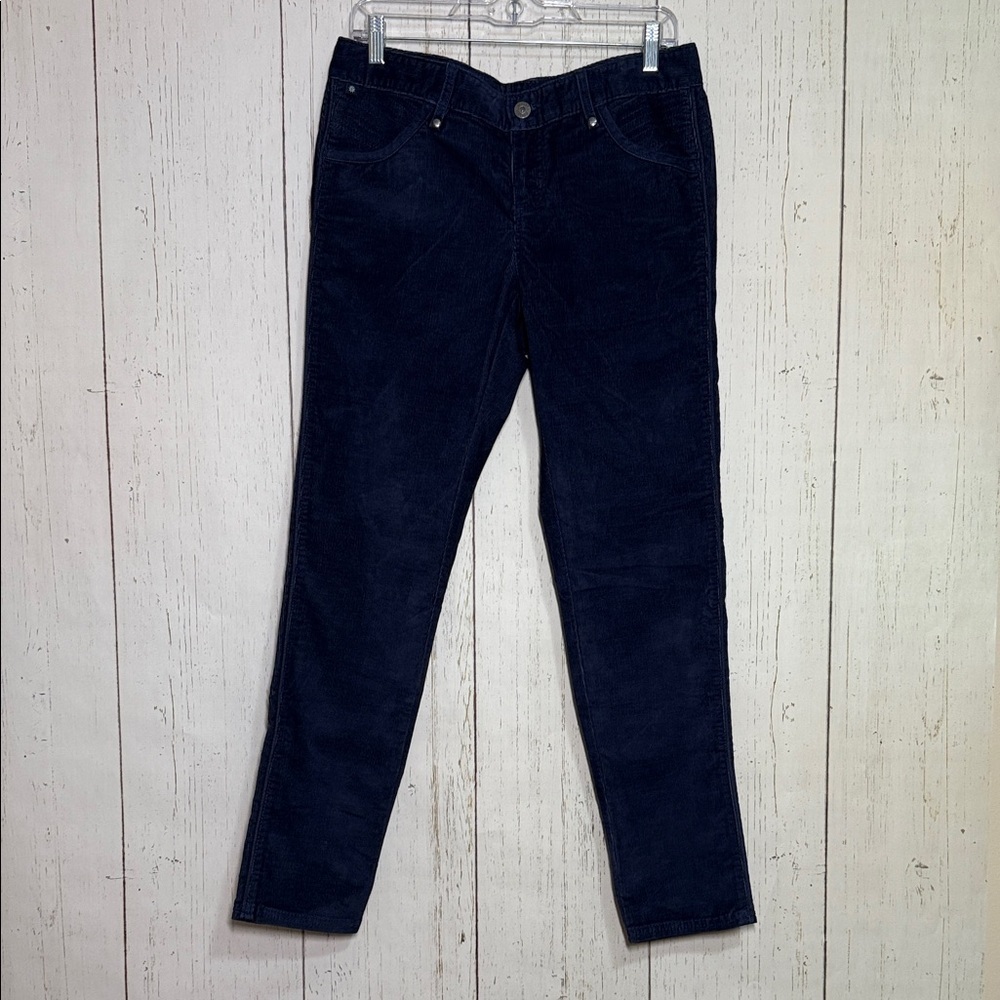 Athleta Solid Slim Corduroy Navy Blue Button Up Pants Women’s Size 8